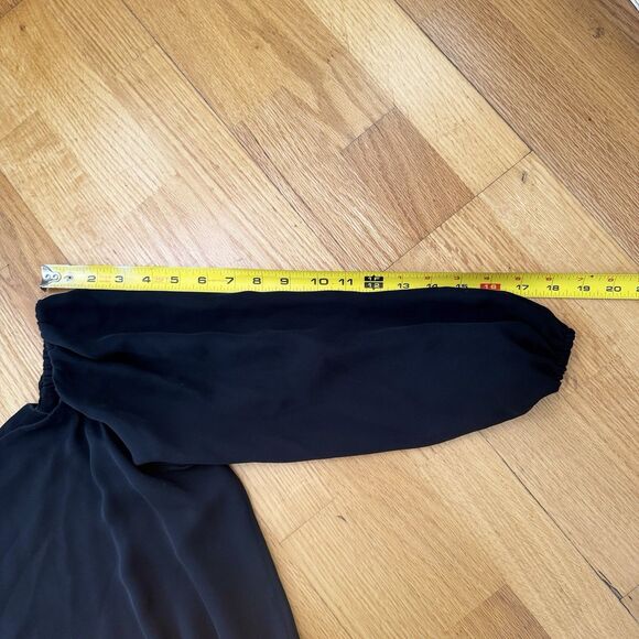 Theory Silk Classic GGT Jumpsuit Off the Shoulder Georgette Black M Boho Chic - Picture 10 of 16